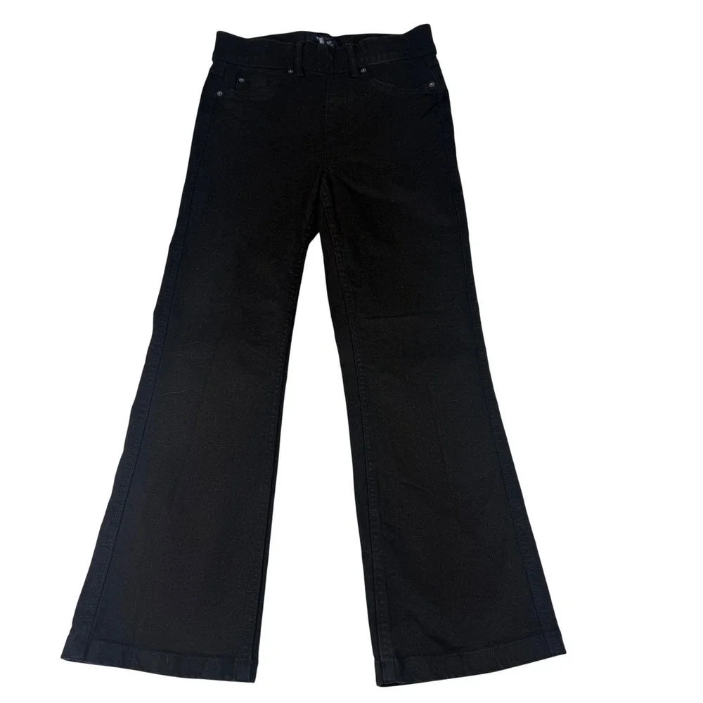 Spanx Flare Jeans Womens S Petite Black Cotton Blend Pull On High Rise‎ Stretch
